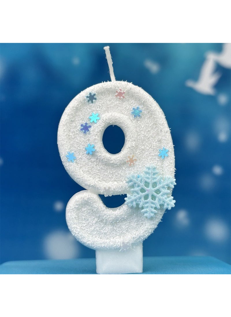 l&wen Number Birthday Candle, Snowflake Number Cake Candles for Birthday, Weddings, Anniversaries and Theme Party Decorations 7cm (Number 9)  - Image 1
