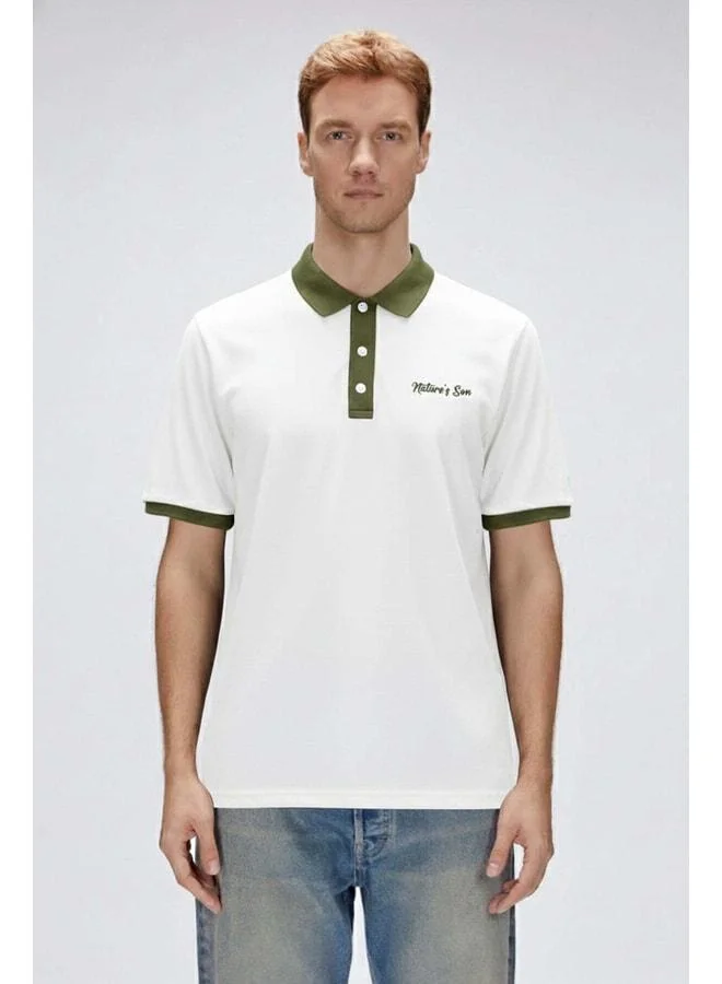 Awake White Polo Collar Men's T-Shirt.