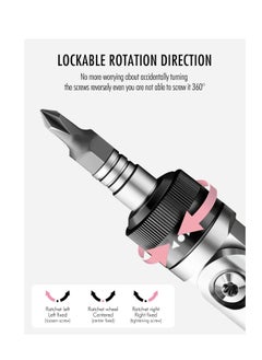 KASTWAVE 10-in-1 Pink Ratcheting Screwdriver, Multi-bit Screwdriver Set Tool All in One, with Flexible Rotatable Batch Head, Support Bracket, and 10 Multi-Bit Flat(Slotted), Philips, U-shaped, Tri-point bit  - Image 3