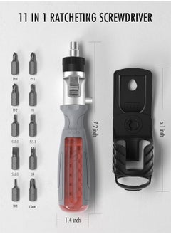 KASTWAVE 10-in-1 Pink Ratcheting Screwdriver, Multi-bit Screwdriver Set Tool All in One, with Flexible Rotatable Batch Head, Support Bracket, and 10 Multi-Bit Flat(Slotted), Philips, U-shaped, Tri-point bit  - Image 5