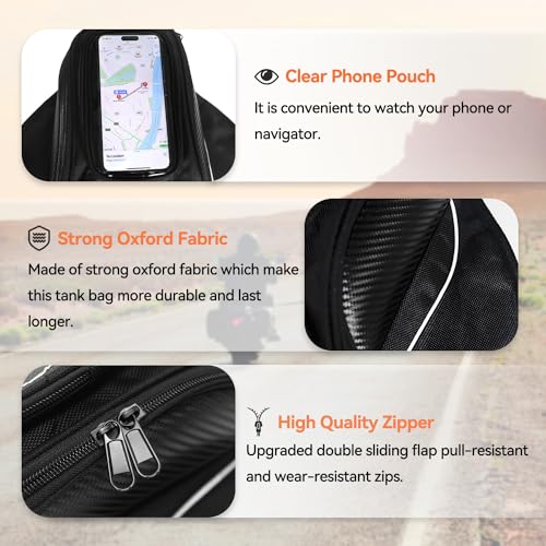 Dracarys Motorcycle Tank Bag - Oxford Saddle Black Motorbike Bag - Strong Magnetic Bag for Honda Yamaha Suzuki Kawasaki Harley - Image 5