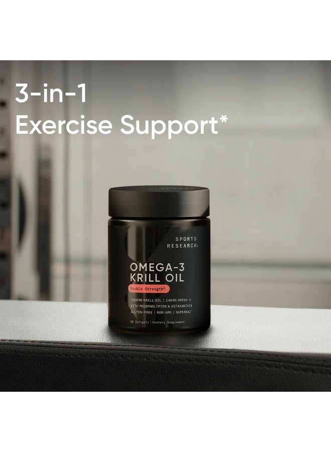 SPORTS RESEARCH Sports Research Antarctic Krill Oil Omega 3 Softgels 1000mg (Double Strength) with Phospholipids, Choline & Astaxanthin - Sustainably Sourced, Non-GMO Verified & Gluten Free - 60 Capsules  - Image 5