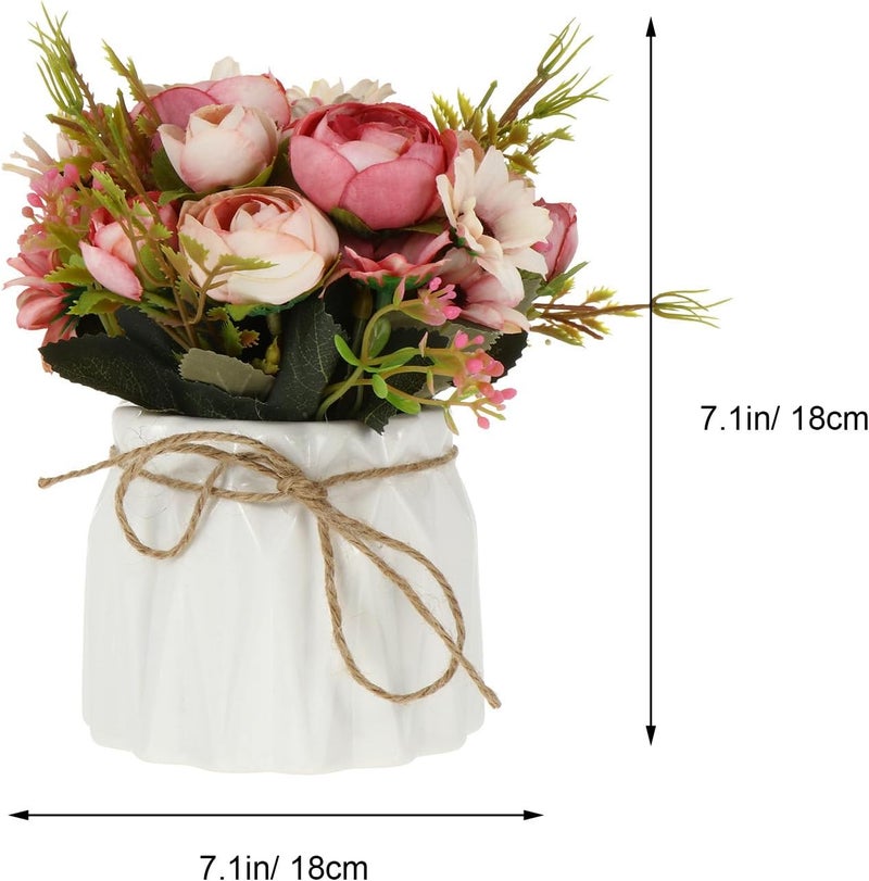 Artificial Flower Bonsai Simulation Plant with Ceramic Butterfly and Pearl Buds, Plastic Faux Greenery Decor for Home and Office Table Display, Random Color - Image 2
