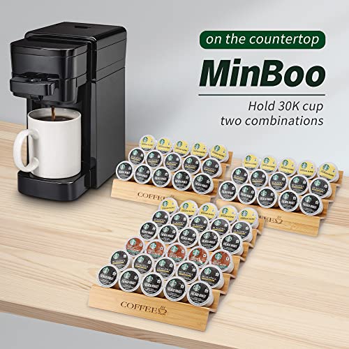 MinBoo Bamboo 2-Piece Step-Shaped K-Cup Holder Drawer or Countertop Organizer for Coffee Station - Holds 30 Coffee Pods - Image 3
