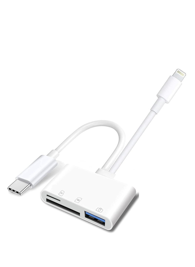 Generic - 3-in-1 Dual Interface Card Reader – USB + SD + TF Adapter with USB-C & Lightning Connectors for iPhone, iPad, Android, Laptop – OTG Plug & Play, Boxed Portable Design - Image 1