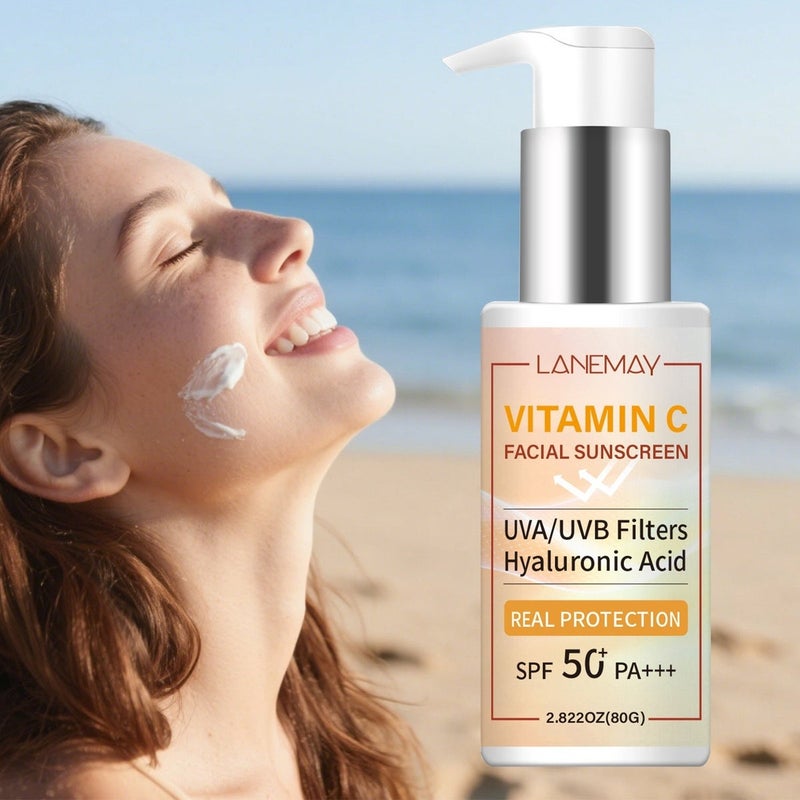 LANEMAY Vitamin C Facial Protection Cream 80g SPF50+ PA+++ Hyaluronic Acid  Moisturizing - Image 1