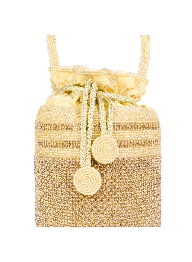 Dollar's Women Jute Potli Bag, Ethnic Embroidered Clutch Purse, Wedding Clutch Bag, Bridal Potli Pouch, Ladies Evening Bag, Festive Party Bag, Traditional Carry Bag (Gold) - Image 2