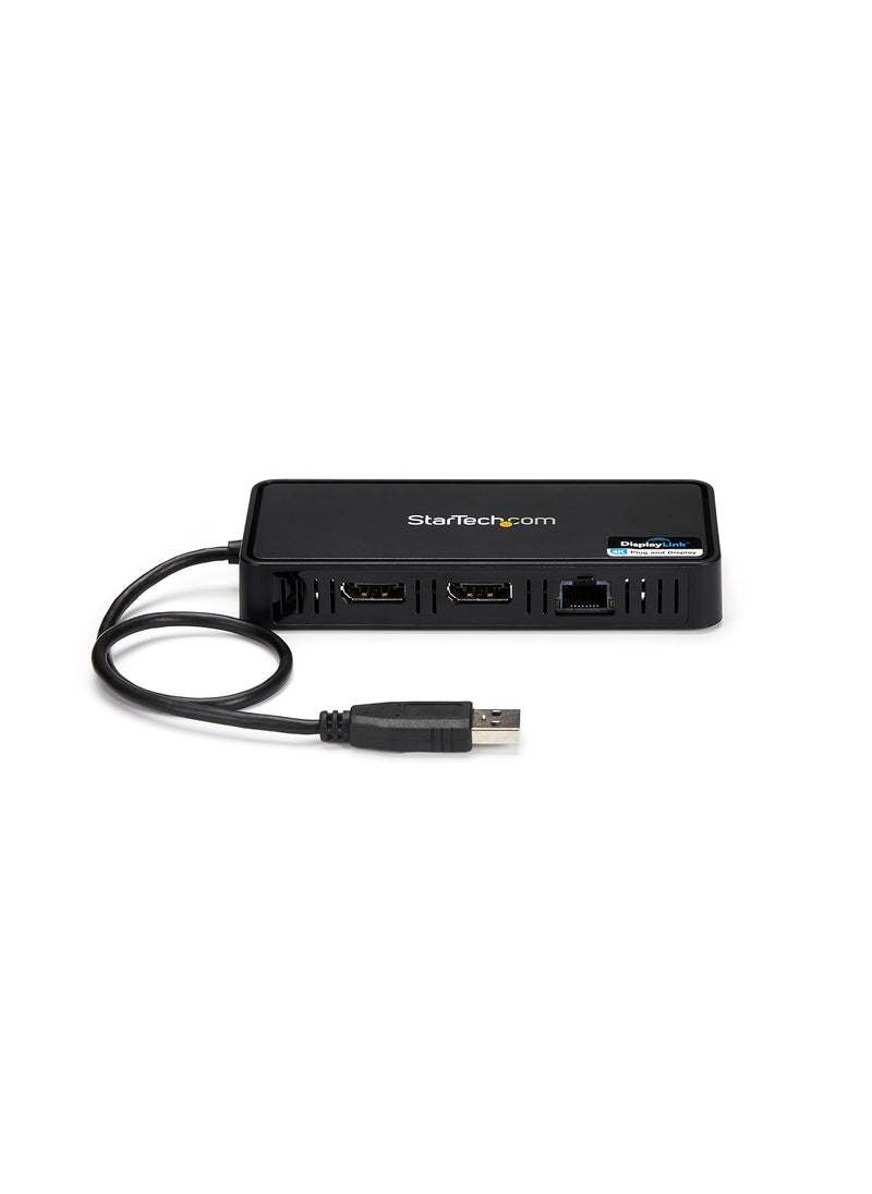 StarTech StarTechcom USB 30 Mini Dock  Dual Monitor USBA Docking Station with DisplayPort 4K 60Hz Video  Gigabit Ethernet  1ft 30cm cable  Portable USB 31 Gen 1 TypeA Laptop Adapter TAA  - Image 3