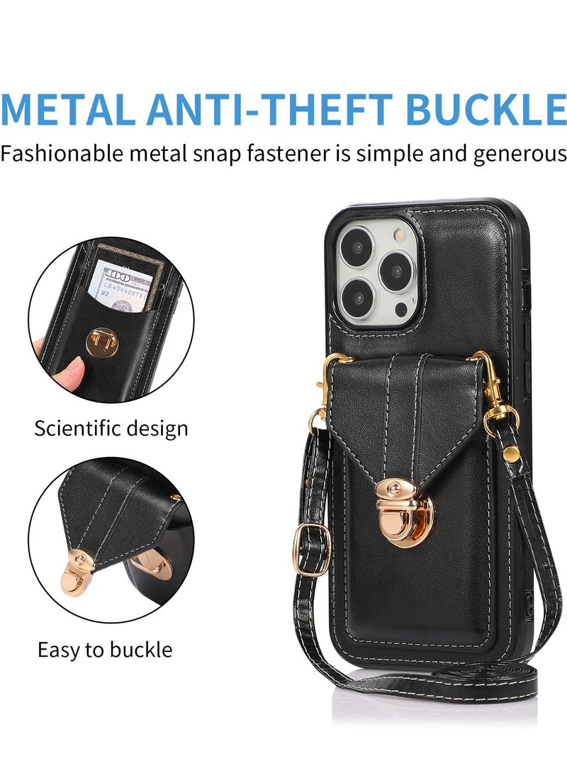 Gerenic Phone Case, Cover for iPhone 15/ 15Plus/ 15Pro/ 15Pro Max, Crossbody Wallet Case with Card Slot Holder, Wrist Strap Shoulder Protective Cover  - Image 4