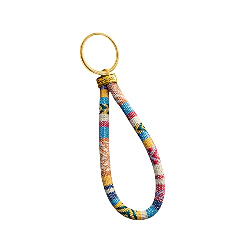 Made by Nami Boho Keychain with Gold Keyring for Women and Men Handmade Boho Wristlet Hippie Keychain for Summer Festival (Yellow) - Image 1