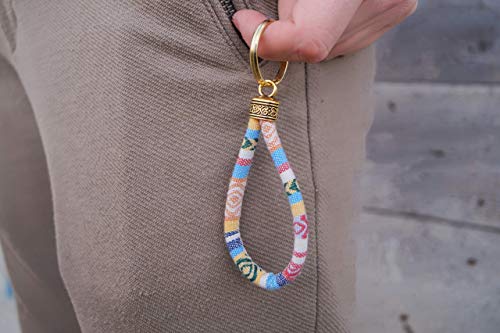 Made by Nami Boho Keychain with Gold Keyring for Women and Men Handmade Boho Wristlet Hippie Keychain for Summer Festival (Yellow) - Image 4