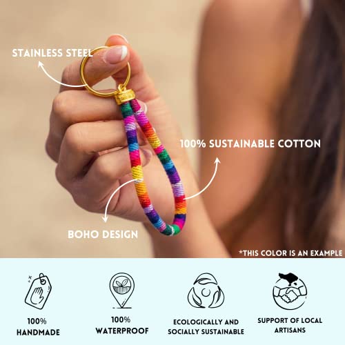 Made by Nami Boho Keychain with Gold Keyring for Women and Men Handmade Boho Wristlet Hippie Keychain for Summer Festival (Yellow) - Image 5