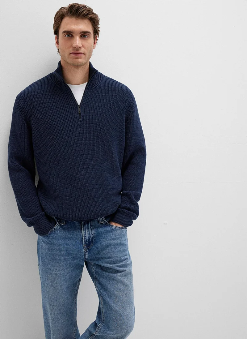 مافي Half Zip Navy Sweater