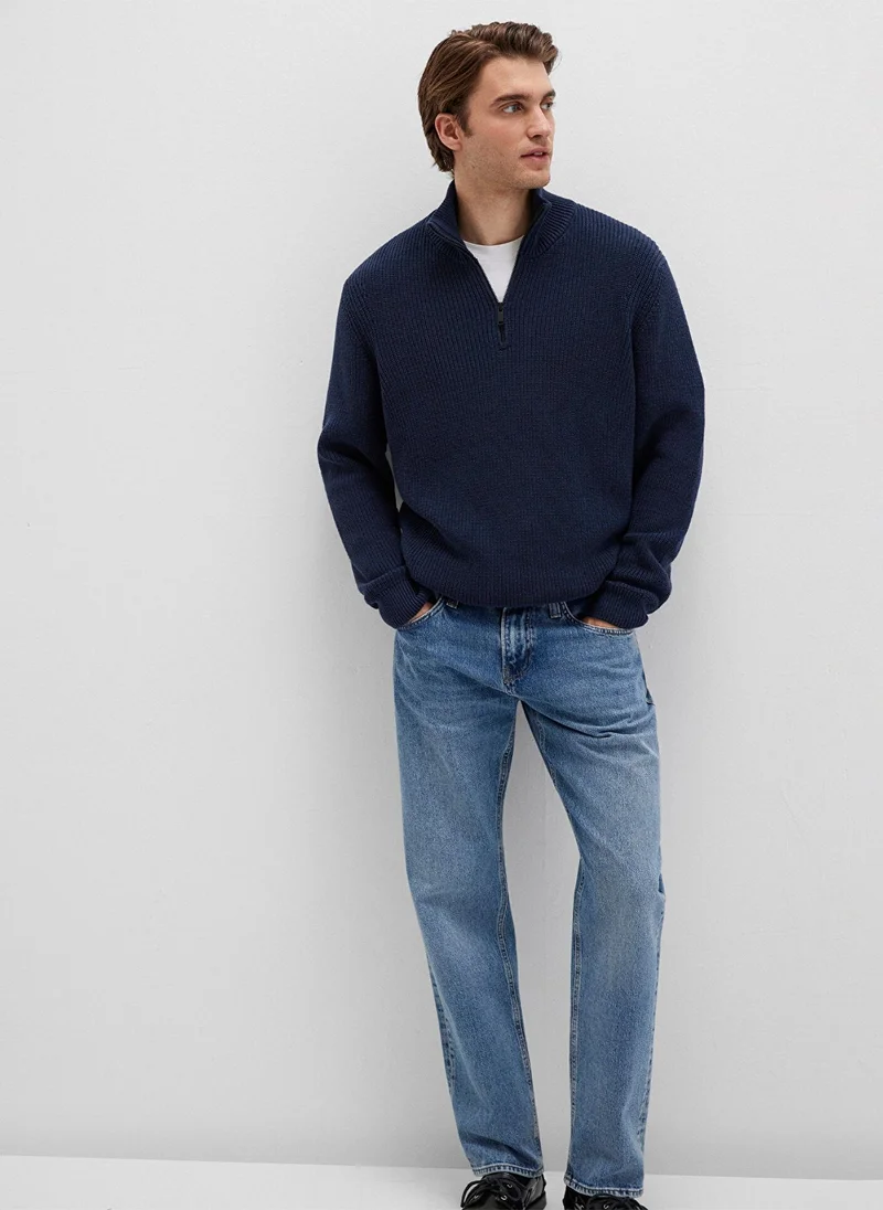 مافي Half Zip Navy Sweater