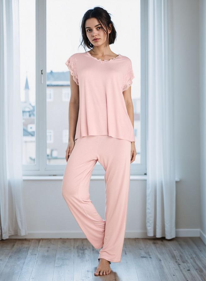 سبلاش فيڤ طقم بيجامة بدانتيل - Image 1