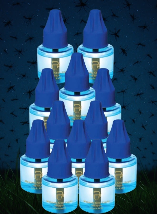 بيرون 12 قطع عبوة غيار سائل بيرون لجهاز قاتل الناموس 1080 ساعة ذو ريحة عطرية جميلة 45مل - Image 1