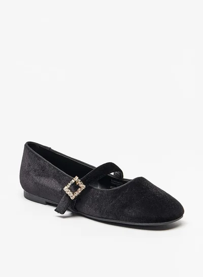 Celeste Women's Textured Ballerina Shoes with Buckle Accent