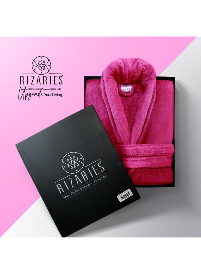 RIZARIES Luxury Bathrobe - 100% Soft Velour Cotton - Dark Pink- 1 Piece set - Unisex - Image 1
