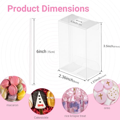 TEMLQPACK 20Pack 3.5"x 2.4"x 1.38"Clear Rice Krispie Treat Boxes with Sticks Individually Wrapped Packaing Kit Cakesickle Boxes Marshmallows Party Favors Boxes for Christmas Valentine's Birthday - Image 4