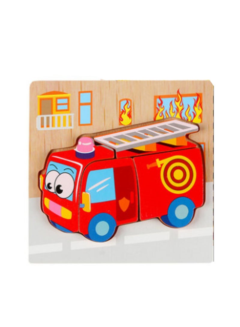 أحجيات الصور المقطوعة لشاحنة الإطفاء الخشبية التعليمية للأطفال، حقيبة هدايا مناسبة - Image 1