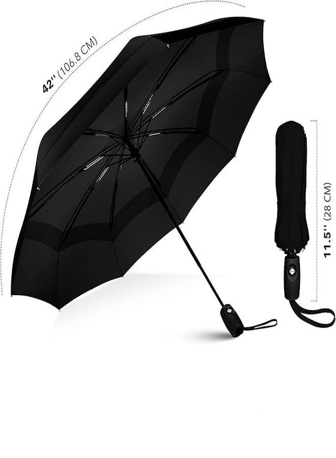 Feinerman Portable Automatic Open Close Umbrella for Men and Women, Windproof Travel Umbrella for Heavy Rain & Sun, Big Size Umbrella for Girls with UV Protection, Compact Car Folding Umbrella (Black) - Image 3