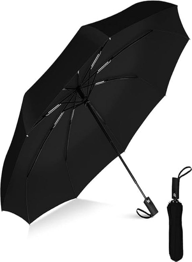 Feinerman Portable Automatic Open Close Umbrella for Men and Women, Windproof Travel Umbrella for Heavy Rain & Sun, Big Size Umbrella for Girls with UV Protection, Compact Car Folding Umbrella (Black) - Image 1
