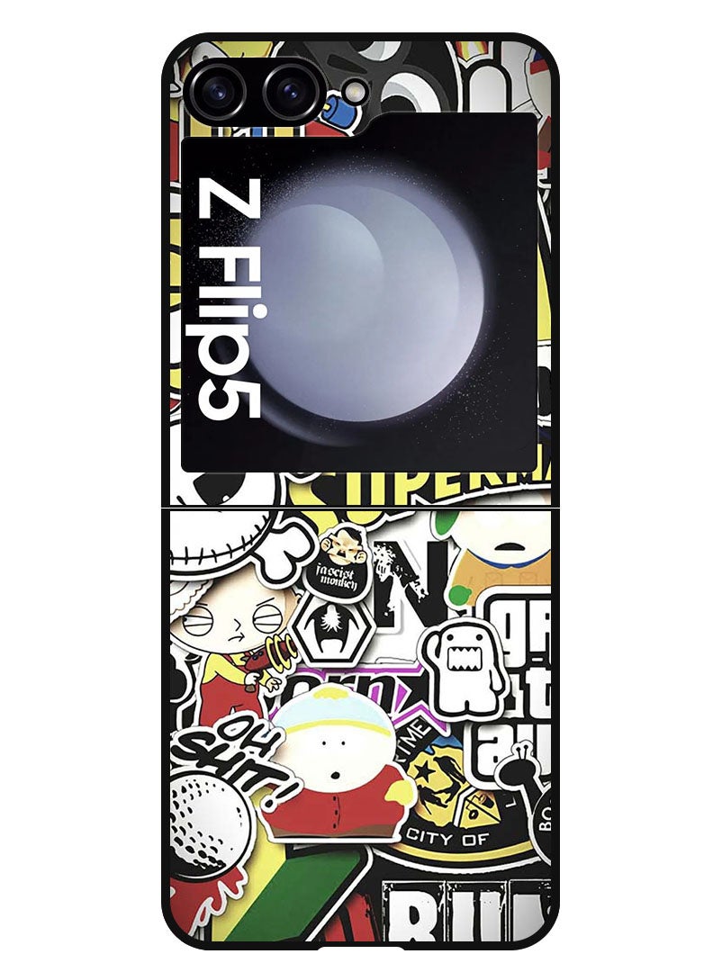 Theodor Protective Case Anti Scratch Shock Proof Bumper Cover For Samsung Galaxy Z Flip 5 Cartoon Collage - Image 1