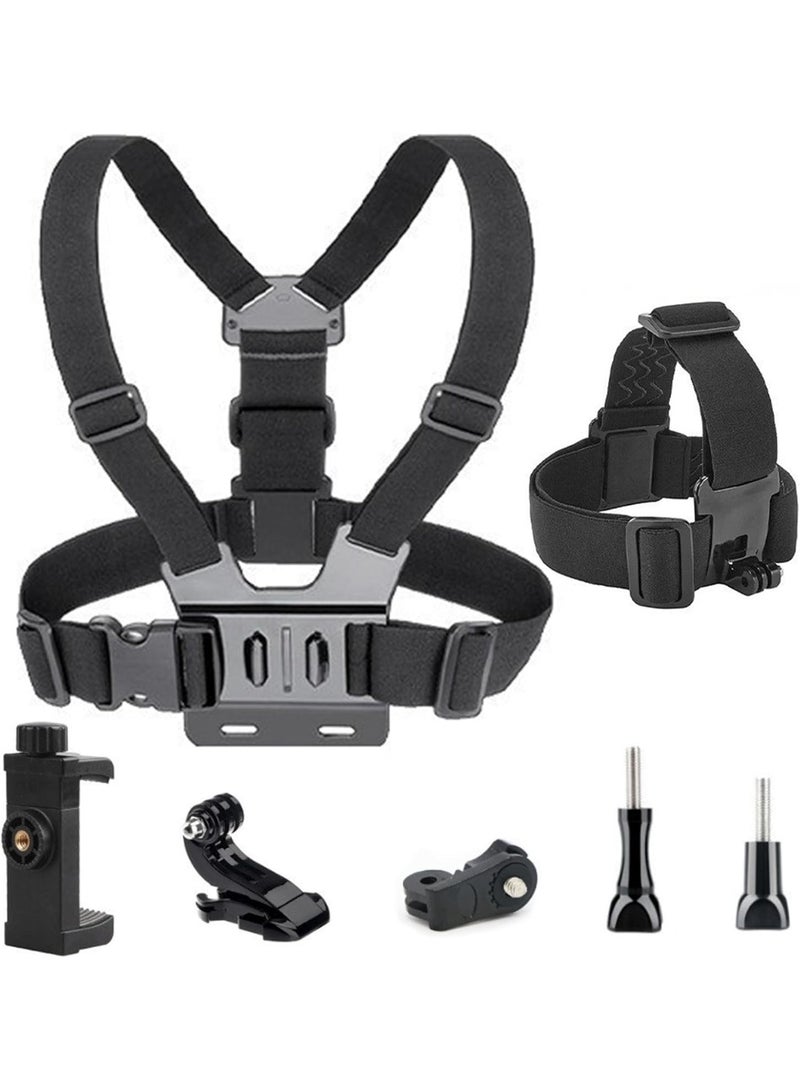 Professional 7-in-1 Cycling Mount Kit for Action Camera - Chest & Head Mount with Full-Angle Coverage, Compatible with GoPro Hero 12/11, DJI Osmo Action, Insta360, AKASO - Image 1