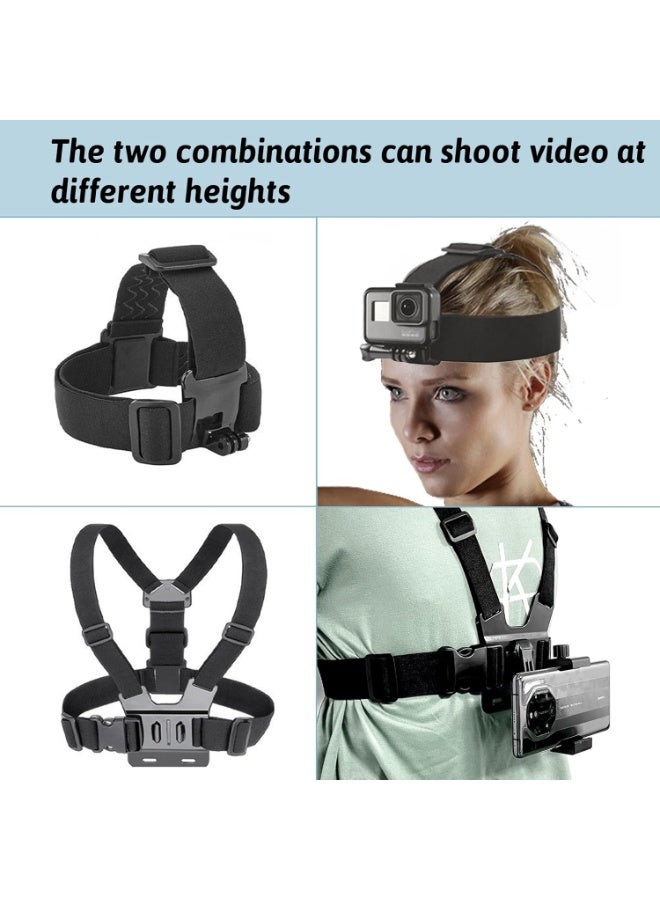Professional 7-in-1 Cycling Mount Kit for Action Camera - Chest & Head Mount with Full-Angle Coverage, Compatible with GoPro Hero 12/11, DJI Osmo Action, Insta360, AKASO - Image 3