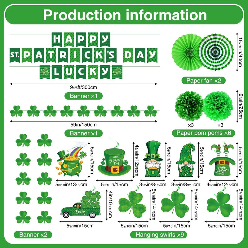 Biswiter St Patricks Day Decorations, Saint Patricks Day Decorations with Happy St Patricks Day Lucky Banner, Shamrock Leprechaun Decorations, St Patricks Day Decor for Office, St Patricks Day Party Supplies - Image 2