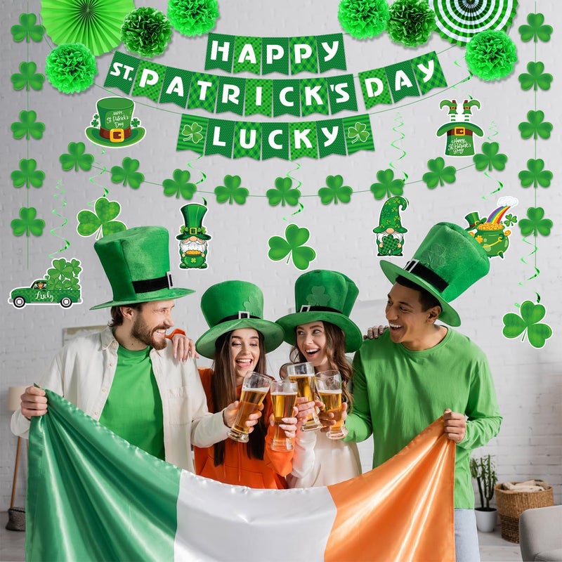 Biswiter St Patricks Day Decorations, Saint Patricks Day Decorations with Happy St Patricks Day Lucky Banner, Shamrock Leprechaun Decorations, St Patricks Day Decor for Office, St Patricks Day Party Supplies - Image 5