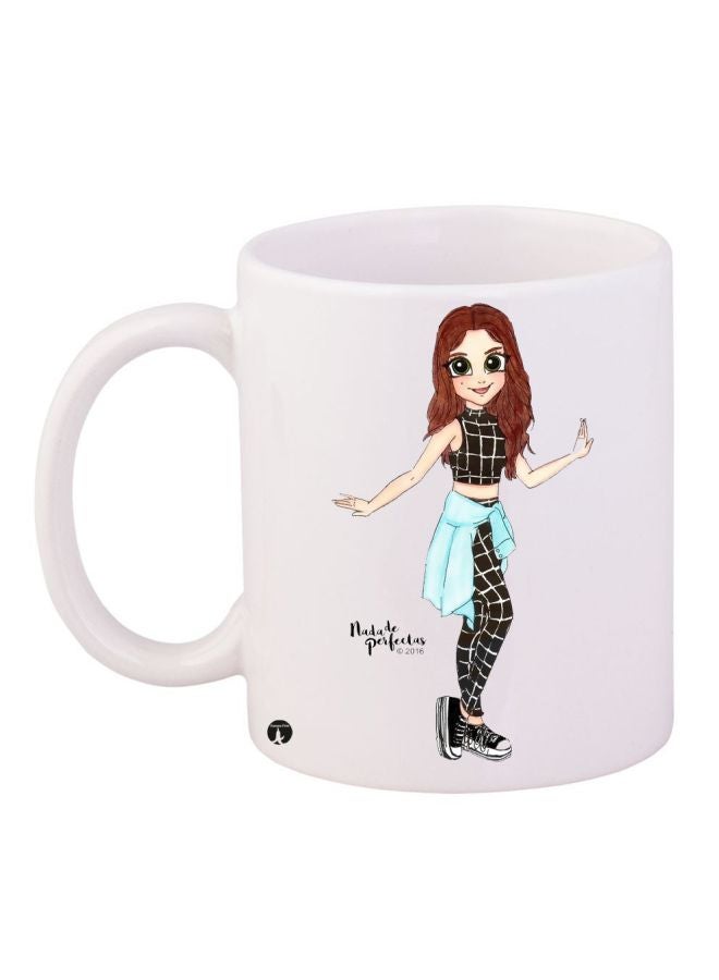 RYN Girl Printed Coffee Mug White/Black/Blue 11ounce
