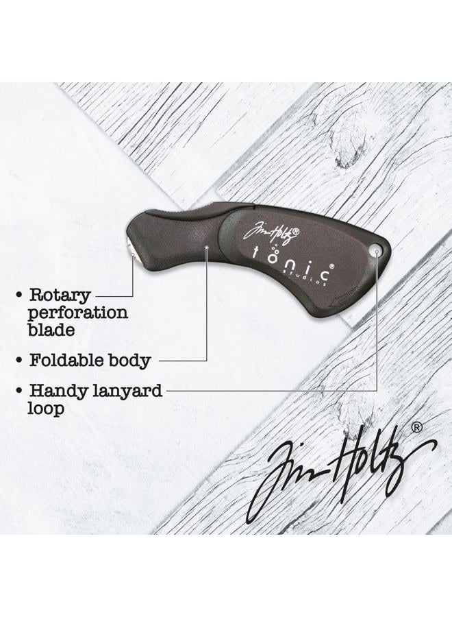 TONIC STUDIOS Tim Holtz Mini Rotary Perforator - 18mm Pinking Blade for Cutting Perforated Paper - Rolling Craft Tool for Cardstock and Scrapbooks - Small & Foldable - Image 3
