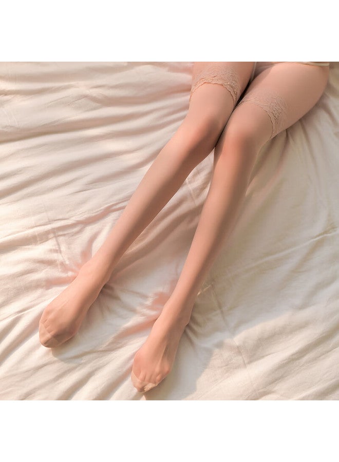 Zhenmei Silk Stockings For Women, Anti-snagging Lace Thigh-high Socks To Calf Length, Jk Leggings, 4-piece Set, Skin Color 4 Pairs, 7004