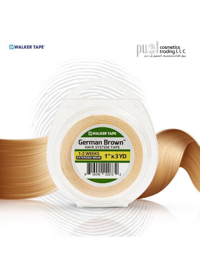 Walker Tape® German Brown –1”* 3 Yards Wig Adhesive Tape Roll – Firm Support for Hard Bond Adhesives – Latex-Based, Skin Safe, Semi-Dull Finish – Toupee & Poly Hair System Tape - Image 5