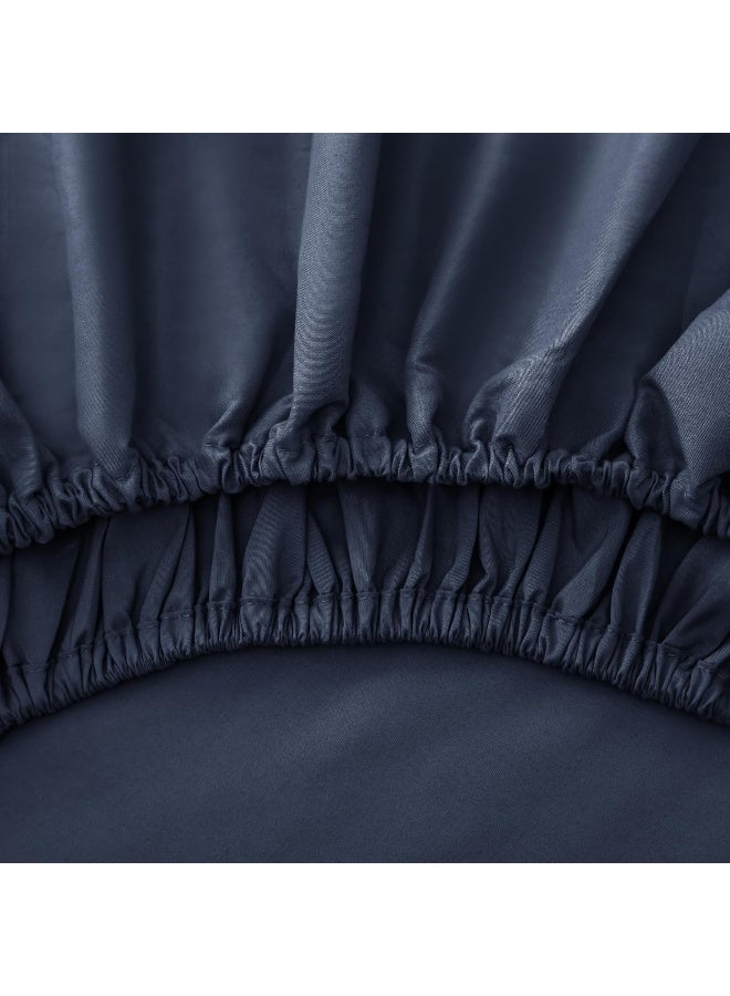 PanaX Bedding Super King Bed Sheets Set - 4 Piece Bedding - Brushed Microfiber And Fade Resistant - Easy Care (Navy, Super King) - Image 5