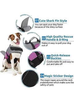 FEELING MALL Ripstop Dog Life Jacket Adjustable Dog Life Vest Safety Lifesaver Puppy Life Preserver Superior Buoyancy Swimming Boating Rescue Handle Shark Design For Dogs (S, Pink)  - Image 5