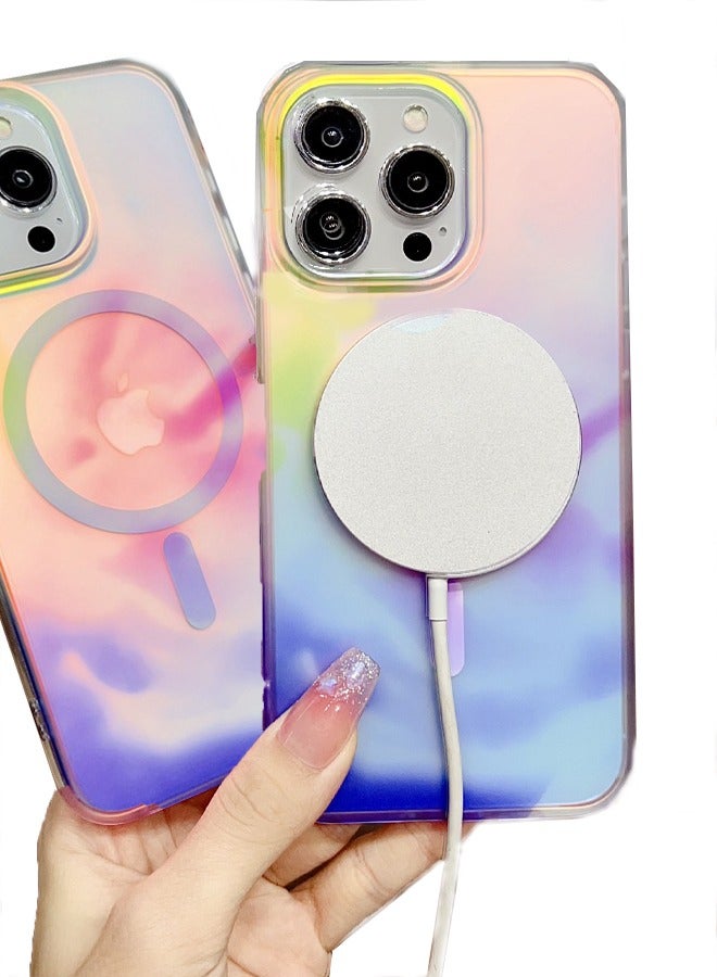 HY for iPhone 15 Pro Max Case [Compatible with Magsafe] -  Holographic Stylish Color Mixing  - Image 2
