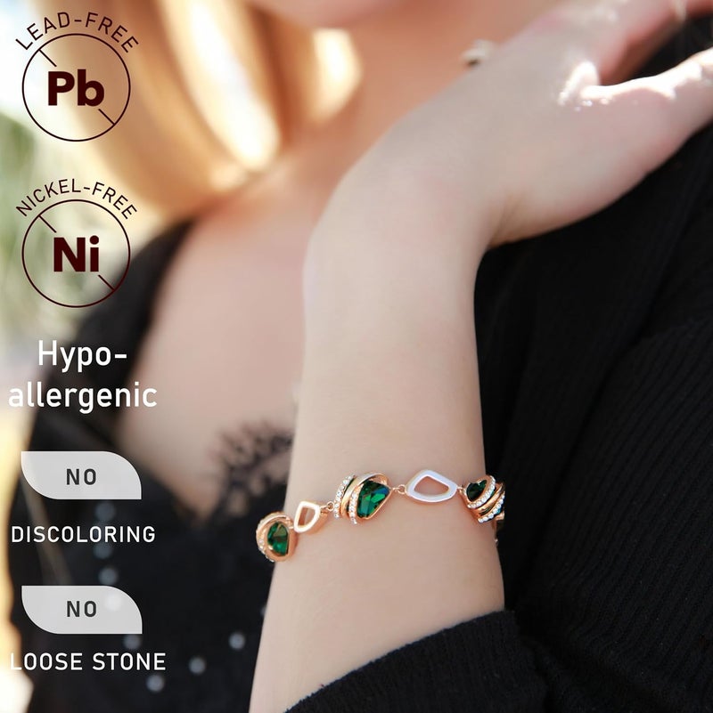 Leafael Wishstone Crystal Link Charm Bracelet - Birthstone Jewelry with Healing Stones - Image 2