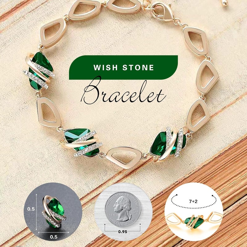 Leafael Wishstone Crystal Link Charm Bracelet - Birthstone Jewelry with Healing Stones - Image 3