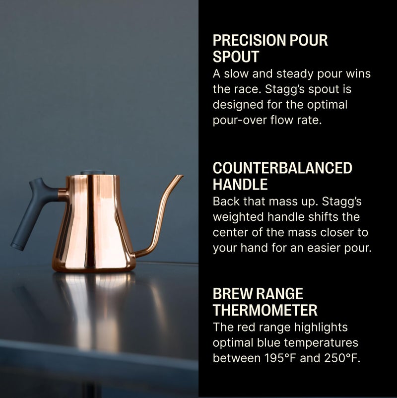 FELLOW Fellow Stagg Stovetop Pour-Over Coffee and Tea Kettle - Gooseneck Teapot with Precision Pour Spout, Built-In Thermometer, Matte White, 1 Liter  - Image 2