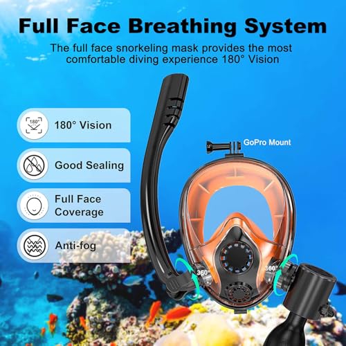 DEDEPU Mini Scuba Tank with Snorkel Mask and Hand Pump, DEDEPU 0.5L Portable Diving Tank with Full Face Diving Mask, 5-10 Mins Underwater Breathing, Pony Bottle Rescue Backup Cylinder - Image 3