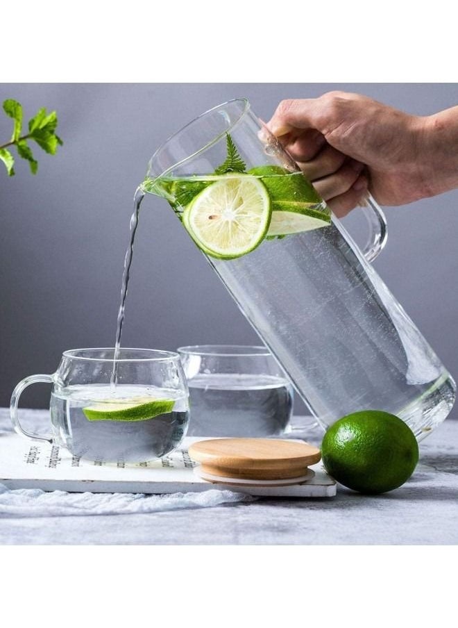 GGEROU Glass Carafes Glasses Water Jug Container Water Pitcher With Bamboo Lids 1500ml  - Image 2