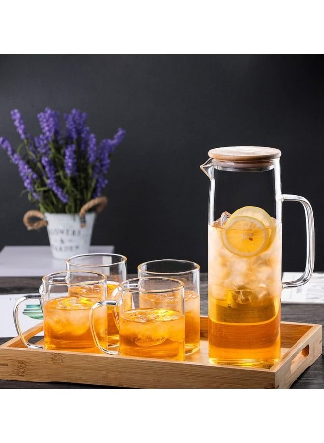 Glass Carafes Glasses Water Jug Container Water Pitcher With Bamboo Lids 1500ml