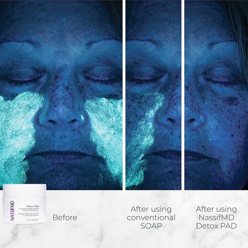 NassifMD Exfoliating Detox Pads | Surgeon-Created AHA/BHA Facial Pads for Deep Cleansing, Smoother Texture & Glowing Skin | Reduces Pores, Firms, Brightens - Image 2
