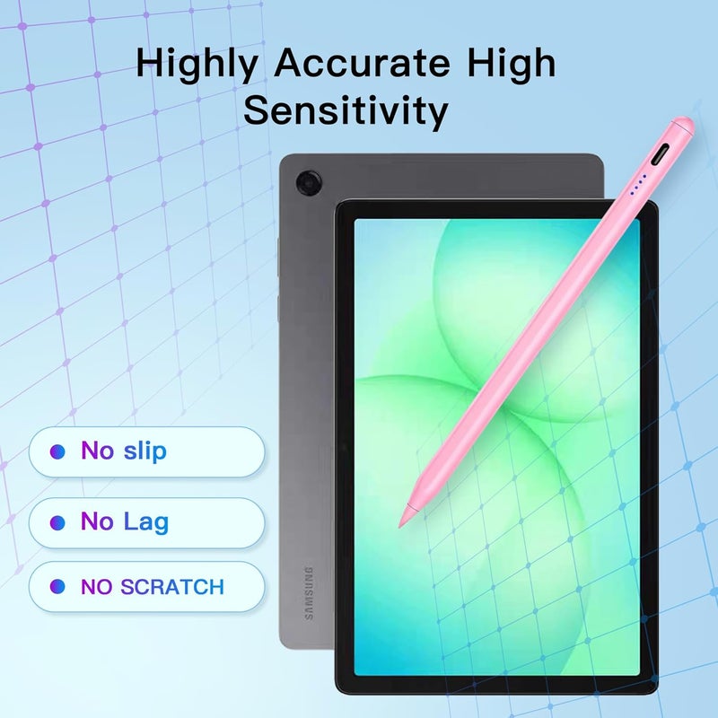 thexxa قلم Tab A11+ ستايلس لجهاز Samsung Galaxy Tab A11/A9/A9+Plus اللوحي بنظام أندرويد، شحن سريع، قلم S دقيق للمس الشاشات (وردي) - Image 5