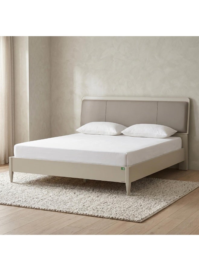 ROYALOAK King Size Bed – Royaloak Lucca, HDF Frame, Leatherette Headboard, High-Gloss Finish, Modern Design - W 196.5 X D 218 X H 106 cm - Image 2