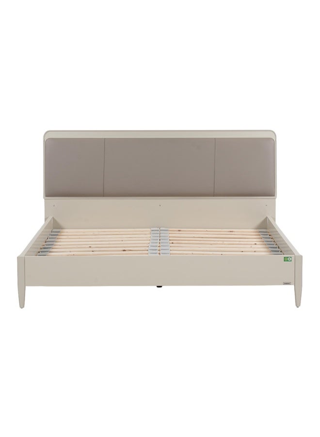 ROYALOAK King Size Bed – Royaloak Lucca, HDF Frame, Leatherette Headboard, High-Gloss Finish, Modern Design - W 196.5 X D 218 X H 106 cm - Image 3