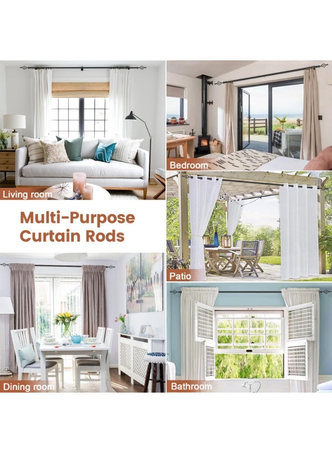 قضيب ستارة معدني أسود قابل للتمديد 80-360 سم مع تصميم جديلة ومسامير توسيط – مجموعة تركيب الحائط - Image 4