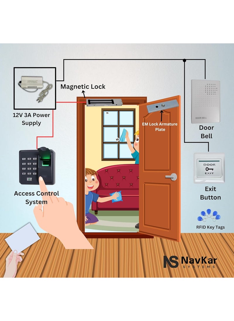 NAVKAR SYSTEMS NAVKAR SYSTEMS Biometric Access Control Electromagnetic Lock 600lbs with WiFi Receiver  - Image 4